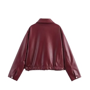 Veste en cuir à revers noir pour homme, nouvelle veste zippée à manches longues, style vintage, chic, décontractée, doublure en coton coréen - Product Image 5