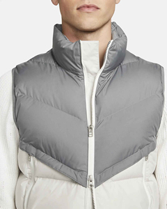 <b>Men's</b> Color Blocked Down <b>Vest</b> Stand Collar Zipper Closure Windproof Casual Winter Outerwear <b>White</b> Gray - Product Image 5