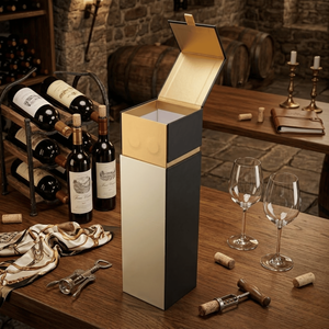 Diviseur de boîte en papier kraft écologique |   Emballage double bouteille marron avec laminage mat, revêtement UV, gaufrage et éponge recyclée - Product Image 3