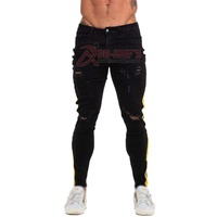 Jeans Skinny Homme Coupe Slim Déchirés en Denim Extensible Grande Taille Hip Hop Streetwear Bleu Effet Usé Taille Élastique Rivets Imperméables