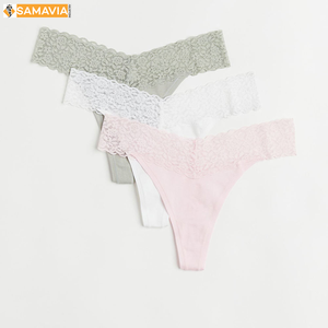 Ensemble de culottes de bikini pour femmes, en spandex/nylon doux, sans couture, respirant, léger, sous-vêtements de yoga avec logo sur le devant - Product Image 4