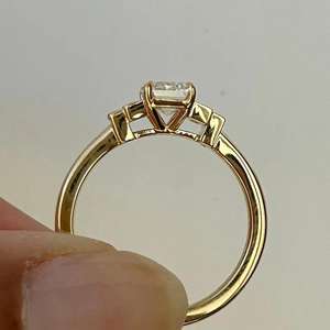 2.50 CT <b>Emerald</b> Cut Moissanite Engagement <b>Ring</b> With Baguette Cut Side Stone, 14K Gold Three Stone Anniversary <b>Ring</b> For Her - Product Image 4