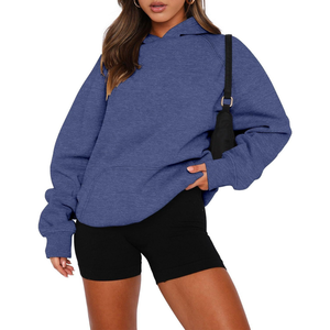 Sudadera con Capucha Oversize de Dos Tonos Verde para Mujer, Estilo Deportivo, de Algodón y Felpa Térmica, Duradera - Product Image 5