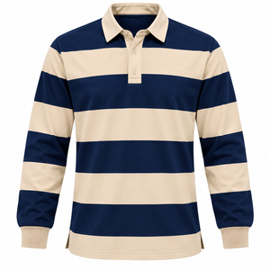 High Quality <b>Men</b> Long Sleeve Rugby <b>Shirt</b> Classic Striped Jersey Collar Golf <b>Shirt</b> Custom <b>Mens</b> Casual Long Sleeve Rugby <b>Shirt</b> - Product Image 1