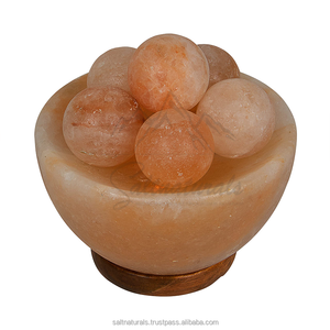 Vente en gros de 25cm 100% Lampe de bol de feu de sel rose naturel Design d'amour élégant avec 25 boules de sel à lueur chaude pour la relaxation et le bien-être - Product Image 2