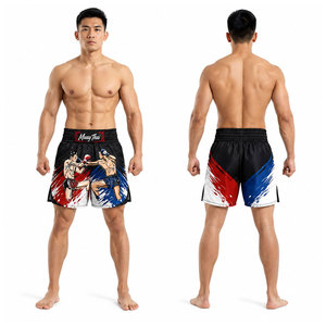 Pantalones Cortos de Muay Thai para Hombre, Negros con Estampado Amarillo, Cintura Elástica, Corte Regular, Unisex para Adultos, Ropa de Artes Marciales Mixtas, Poliéster Elástico - Product Image 6