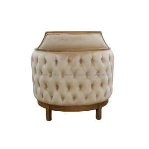 Sofa Hotel, bahan kayu jati empuk beludru biru dan krim - Product Image 3