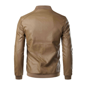OEM Wholesale <b>Men</b> Leather Bomber <b>Jacket</b> Front Zipper Functional Pockets Breathable Casual Wear Leather Bomber <b>Jacket</b> For <b>Men</b> - Product Image 2