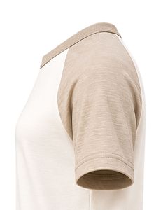Camiseta raglan personalizada en color marfil y beige arena para mujer, cuello redondo, manga corta, mezcla de algodón suave, top de moda para verano. - Product Image 5