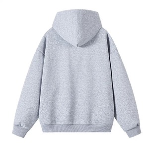 Men's Hooded Zip-Up Sweatshirt Solid Color French Terry Fleece Casual Winter Wear Regular Fit Sleeve Length Embroidered 2027 - Product Image 2