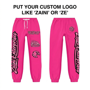 กางเกงจ็อกเกอร์ผู้ชาย ZAINI 320 GSM พรีเมียม สีชมพูสด ระบายอากาศได้ดี เป็นมิตรกับสิ่งแวดล้อม จับจีบด้านหน้า ปิดด้วยเชือกผูก เอวสม็อค น้ำหนักเบา รับผลิตแบบ OEM ODM - Product Image 1