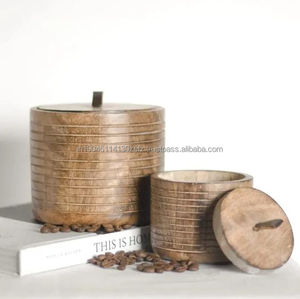 Almacenamiento de estilo moderno, contenedor de alimentos, artículos decorativos, uso para el hogar, cocina, bote hecho de madera y herramientas, almacenamiento y organización - Product Image 3