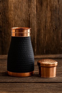 Bouteille d'eau de luxe en cuivre pur, finition mate verte, anti-fuite, ayurvédique, faite à la main, écologique, cadeau de cuisine - Product Image 5