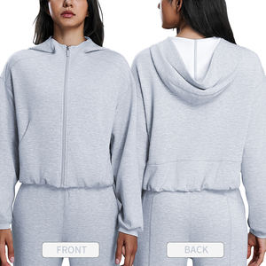 Sudadera con capucha y cremallera para mujer, capa de aire, 300 GSM, suave, manga larga, ropa deportiva, informal, cálida, para exteriores - Product Image 4