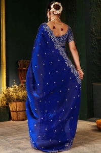 KV Embroidered Bollywood <b>Tissue</b>, Silk Blend Saree - Product Image 4