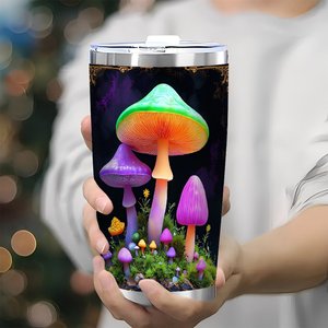 Stainless Steel Tumbler 20oz Double Wall <b>Insulated</b> Custom Design Mushroom Print Travel <b>Mug</b> - Product Image 3