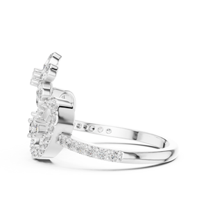 Bague en moissanite florale de luxe pour femmes |   Design floral |   Sertissage micro-pavé |   Plaqué or 14 carats |   Argent 925 - Product Image 3