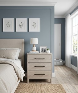 Commode moderne à 3 tiroirs en chêne massif avec rangement écologique et design à panneaux pour chambre à coucher - Product Image 3