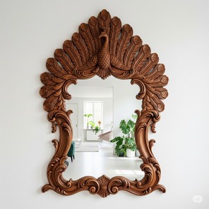 Espejo de mariposa de madera hecho a mano, diseño rústico moderno de granja, tallado, ecológico, decorativo para montar en la pared - Product Image 2