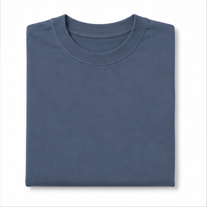 T-shirt Homme Oversize à Manches Courtes et Col Rond en Interlock Bleu Ardoise Personnalisé MTS-OVR-0010 - Product Image 6