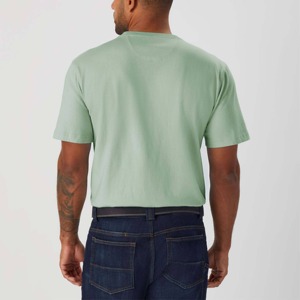 Men's Mint Green Cotton T-<b>Shirt</b> Regular Fit O-Neck Short Sleeve Casual Solid Color Jersey Knitted Plain Dyed - Product Image 6