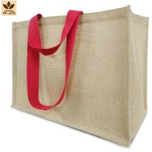 กระเป๋าช้อปปิ้งผ้ากระสอบเคลือบขนาดใหญ่ 49x35x23 ซม. หูหิ้วคู่ รับทำโลโก้ ขายส่งจำนวนมาก ผู้ผลิต OEM ODM ผู้ส่งออก - Product Image 1