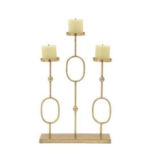 Support de bougies ovale en aluminium doré à 3 niveaux, centre de table géométrique moderne pour mariage et événements - Product Image 2