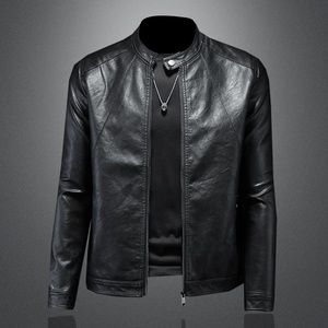 2026 Autumn and Winter New Fashion Handsome with Solid Color Men <b>Stand</b> Collar Motorcycle Leather <b>Coat</b> <b>Slim</b> Fashion - Product Image 3
