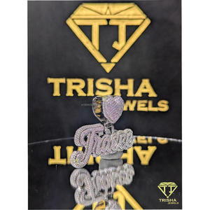 Custom <b>Name</b> Pendant 925 Sterling Silver Moissanite Diamond Iced Out Heart Bail Personalized Hip Hop Jewelry By Trisha Jewels - Product Image 2