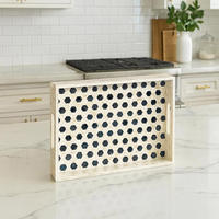 Plateaux de service et de rangement multifonctionnels de luxe moderne en os incrusté poli pour salon, mariages, fêtes et événements – Qualité supérieure