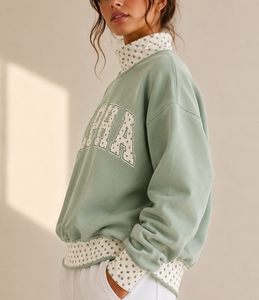Wholesale TBSIGMA Greek Sorority Women <b>Mock</b> Neck Sweatshirt Custom Chenille Embroidery Cotton Fleece Pullover - Product Image 4