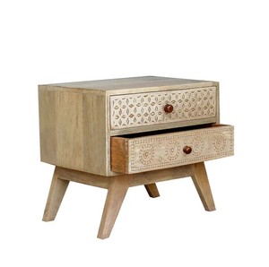 Solid Wood Handcrafted 2 Drawer <b>Bedside</b> <b>Table</b> <b>Compact</b> Bedroom Nightstand Storage Side <b>Table</b> Rustic Farmhouse Home HotelFurniture - Product Image 3