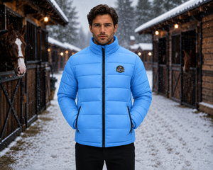 Tough Tack Men's Sky <b>Blue</b> Quilted Lightweight Polyester <b>Base</b> <b>Layers</b> Zipper Closure Relaxed Fit Quick Dry Solid Color Equestrian - Product Image 2