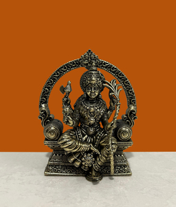Estatua Artesanal de Latón de Raja Rajeshwari Maa para Decoración de Templos en el Hogar |   Ídolo de Diosa Hindú con Acabado Antiguo, Decoración Religiosa para Mesa de Diwali - Product Image 3