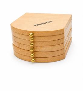 Ensemble de sous-verres absorbants personnalisés en bois et laiton avec base en bois – Cadeau écologique pour fêtes et voyages, idéal comme support de tasse ou tapis de table - Product Image 3