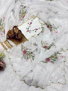 Sari magnifique à imprimé floral spécial pour les occasions spéciales (fêtes, réceptions, quotidien) avec un magnifique tissu pour la blouse, à prix raisonnable - Product Image 6