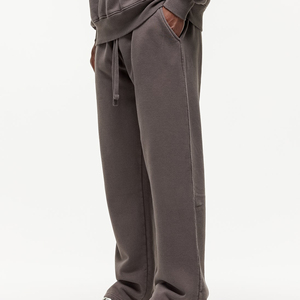 Men's Cotton Sweatpants Elastic Waist <b>Drawstring</b> Casual Loose Fit Straight Leg Joggers Breathable Midweight Knitted Pants Autumn - Product Image 3