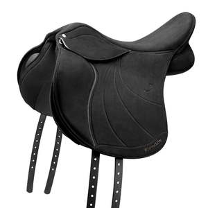 Selle d'obstacle anglaise avec arceau en bois, construction en cuir et quincaillerie nickelée - Product Image 1