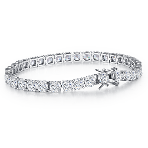 Chaîne et bracelet tennis ronds 3mm 4mm 5mm en argent sterling 925, sertis de diamants Moissanite VVS, style Hip Hop, meilleur prix - Product Image 1