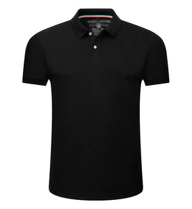 <b>Men</b>' <b>Black</b> Short Sleeve <b>Polo</b> Shirt Solid Color Cotton Pique Casual Wear Regular Fit Button Down Collar Anti-Wrinkle Knitted - Product Image 1