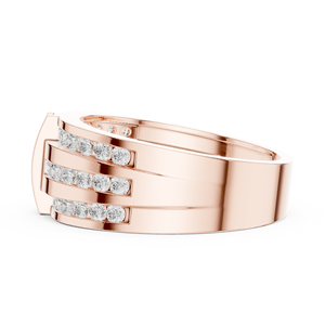 Anillo de Moissanita Redonda Color D con Múltiples Hileras y Acentos de Diamantes, Chapado en Oro Rosa sobre Plata, Regalo de Aniversario para Esposa - Product Image 2