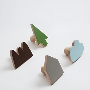 Crochet mural en bois pour chambre d'enfant, motif nuage, arbre, montagne, maison, au prix le plus bas - Product Image 1