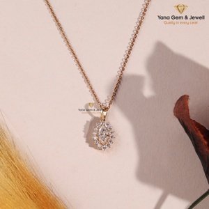 Pendentif de créateur en forme de marquise, cadeau pour elle, diamant de laboratoire CVD, clarté VVS2, couleur D, 1,00 carat, or massif 14 carats, certifié IGI - Product Image 1