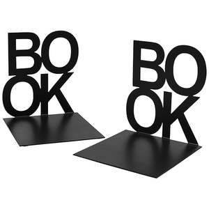 Private Labelling Solid Steel Iron Black Color Coated <b>Bookends</b> With Heavy Base For Supporting Thick Books And Files - Product Image 6