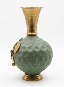 Premium Two Toned High Quality <b>Texture</b> Flower Vase for Home and Wedding Decoration with Metal Decor Accessories Vintage Vases - Product Image 4
