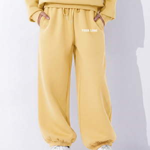 Custom Made <b>Ladies</b> Jogger Sweat Pants & Trousers Breathable Soft Baggy Wide Straight Leg Winter Lace Decoration Sweatpants - Product Image 3