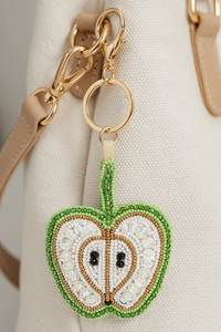 Handmade Beaded Apple Keychain Fruit <b>Bag</b> <b>Charm</b> Cute Key Ring - Product Image 1