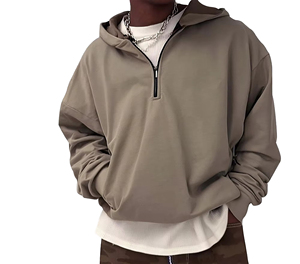 Sweat-shirt à capuche oversize pour homme, couleur unie, décontracté, en coton French Terry, à fermeture éclair quart de tour, pour l'automne - Product Image 4