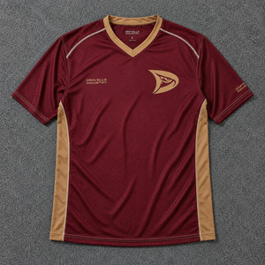 High Performance Mens <b>Maroon</b> Gold Cornhole Uniforms Embroidered Pique Sportswear <b>Maroon</b> Gold Polyester Pique Activewear - Product Image 6