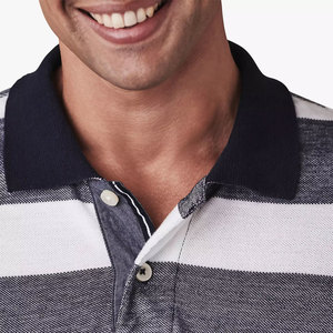 Camisas de hombre de punto 100% algodón OEM/ODM, logotipo bordado personalizado, transpirables, de alta calidad, de color sólido, manga corta, tipo polo. - Product Image 5